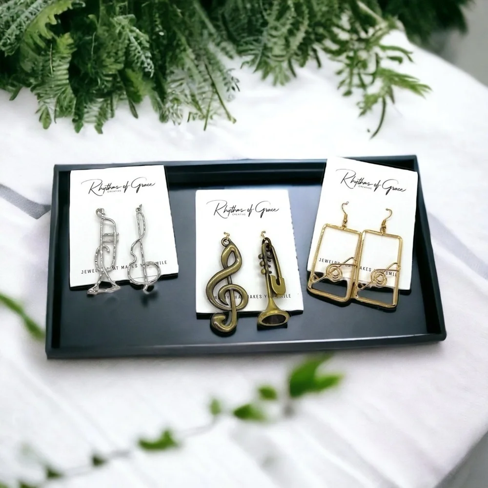 Catch the Vibe: Silver Jazz Fest Dangle Earrings to Swing Your Style! NWT Music